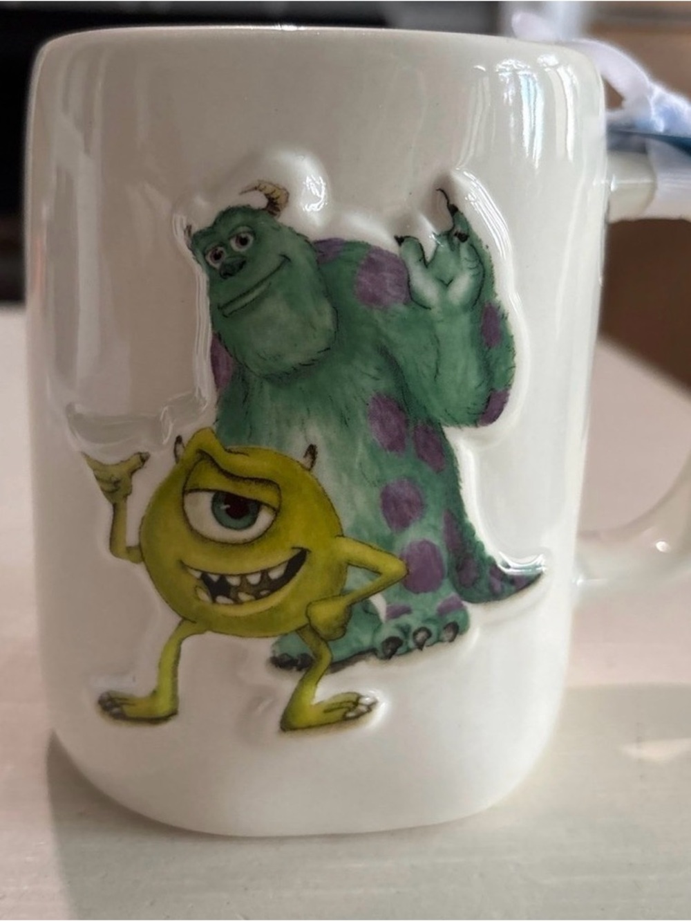 Rae Dunn Monsters University Mike & Sulley White Ceramic Mug